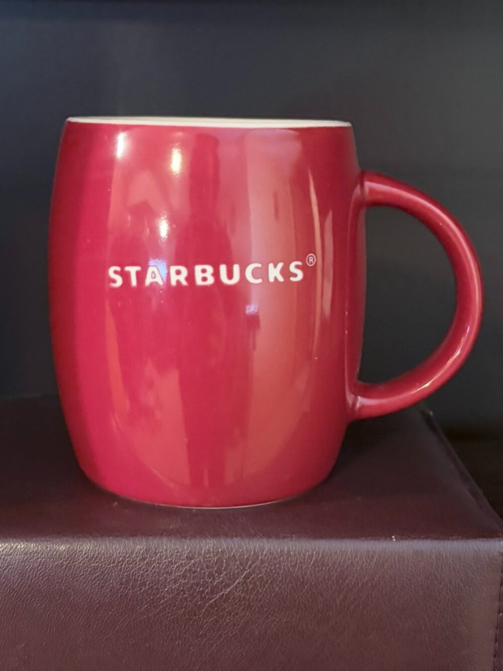 #36H Starbucks 2011 Red Ceramic Coffee Mug White Interior 14 oz